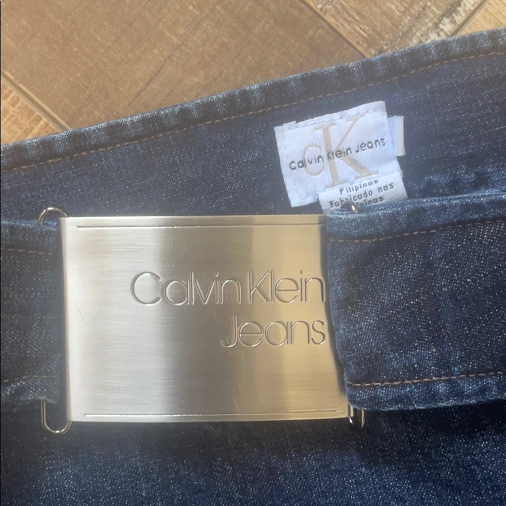 Calvin Klein belted trouser cut jeans